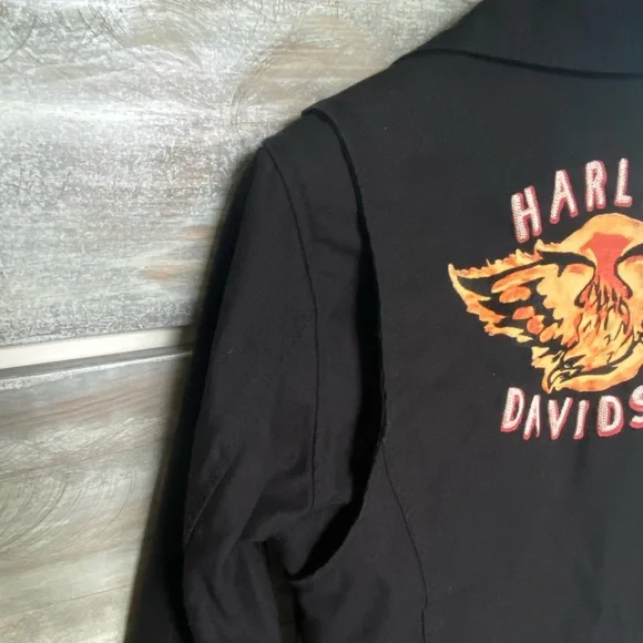 Harley Davidson Asymmetrical Zip Black Jacket - Picture 7 of 12